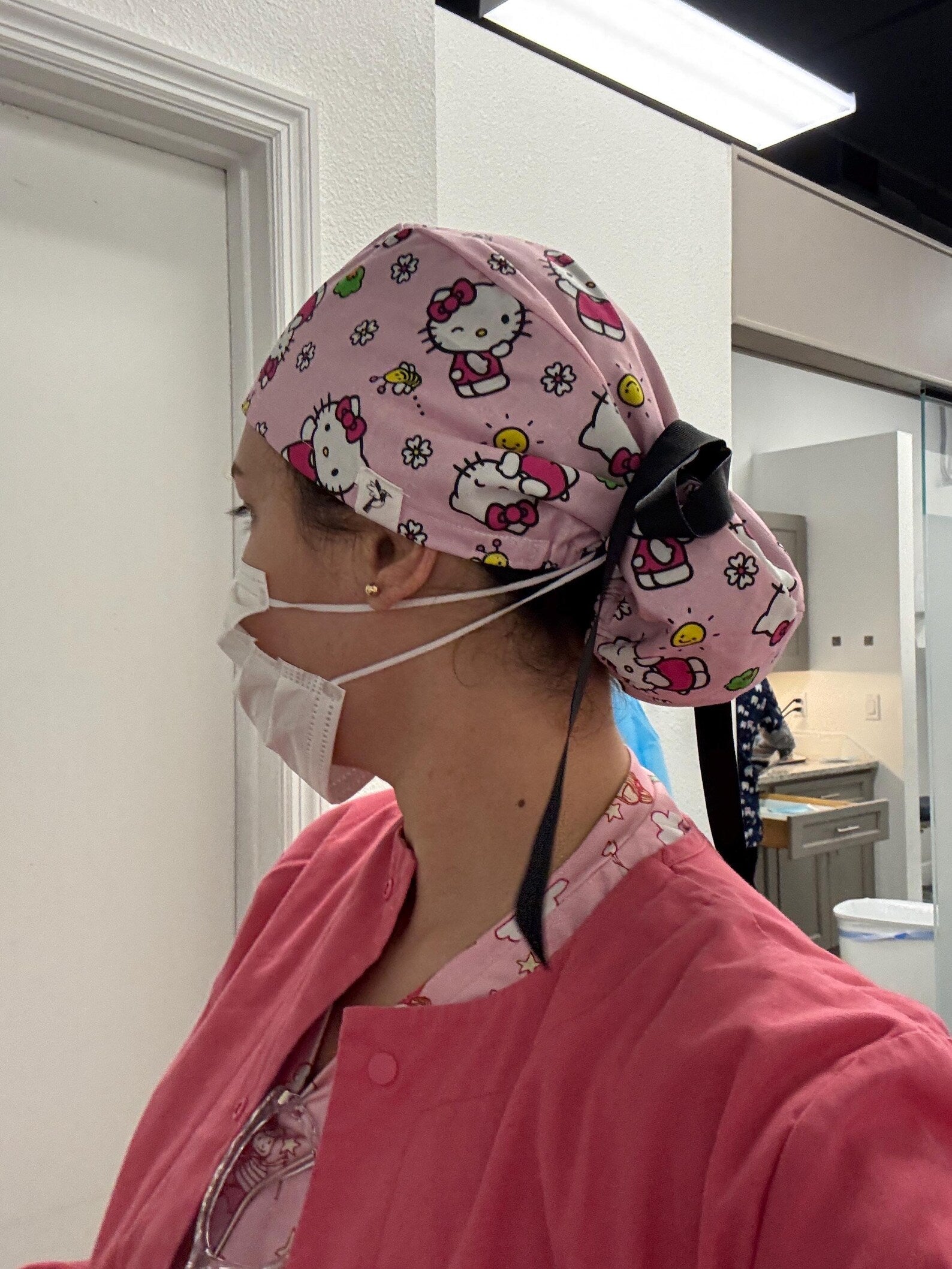 Cute Kitty Inspired Ponytail Scrub Cap