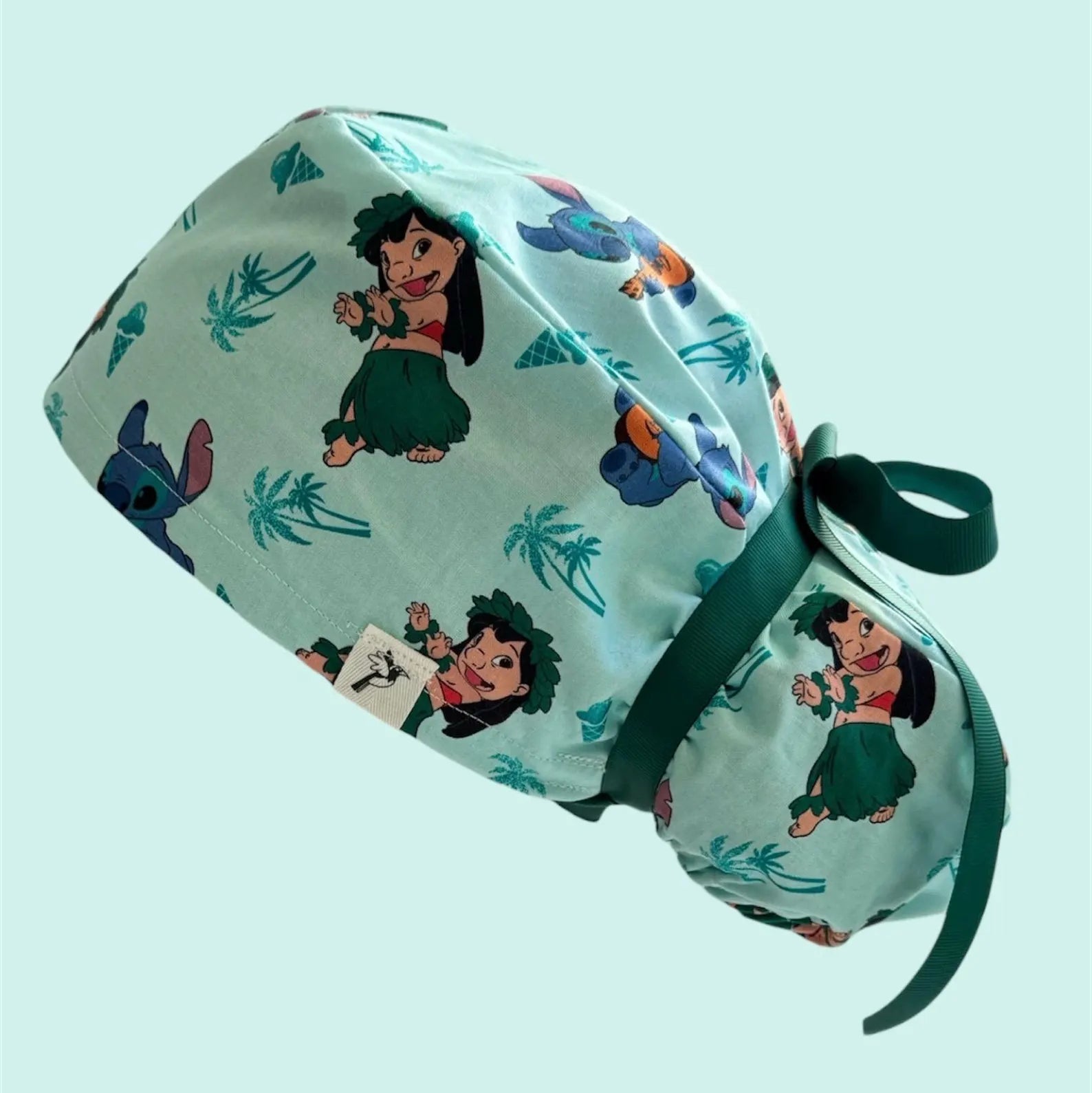 Blue Alien Hawaii Inspired Ponytail Scrub Cap