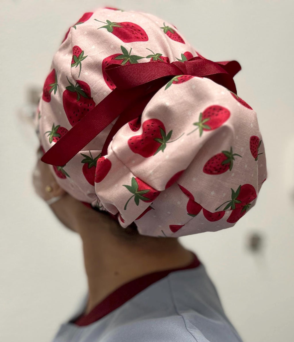 Gorro de tela para exfoliación con diseño de fresa