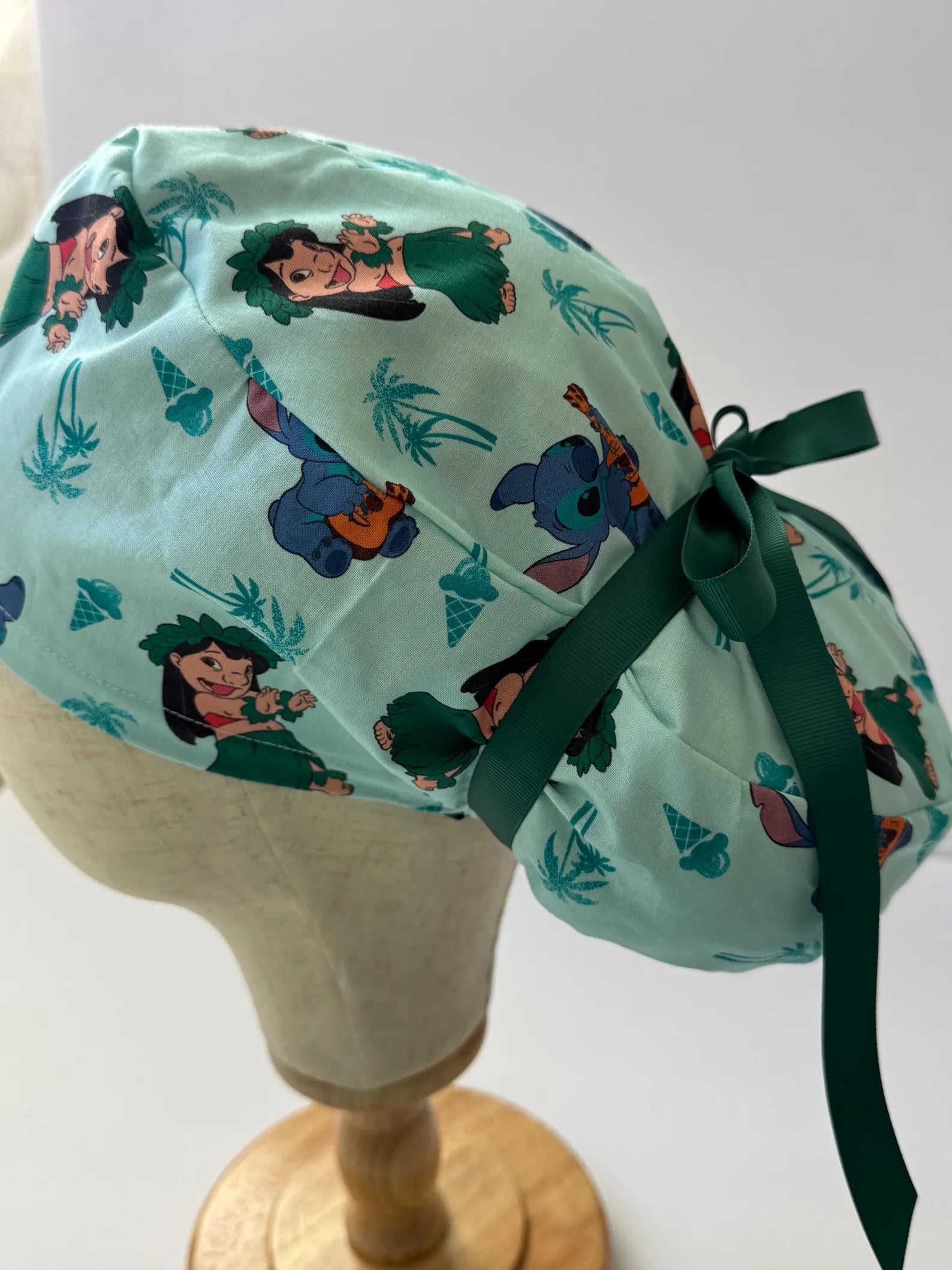 Blue Alien Hawaii Inspired Ponytail Scrub Cap