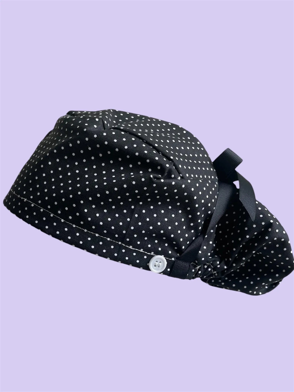 Polka Dot Black Cotton scrub Cap