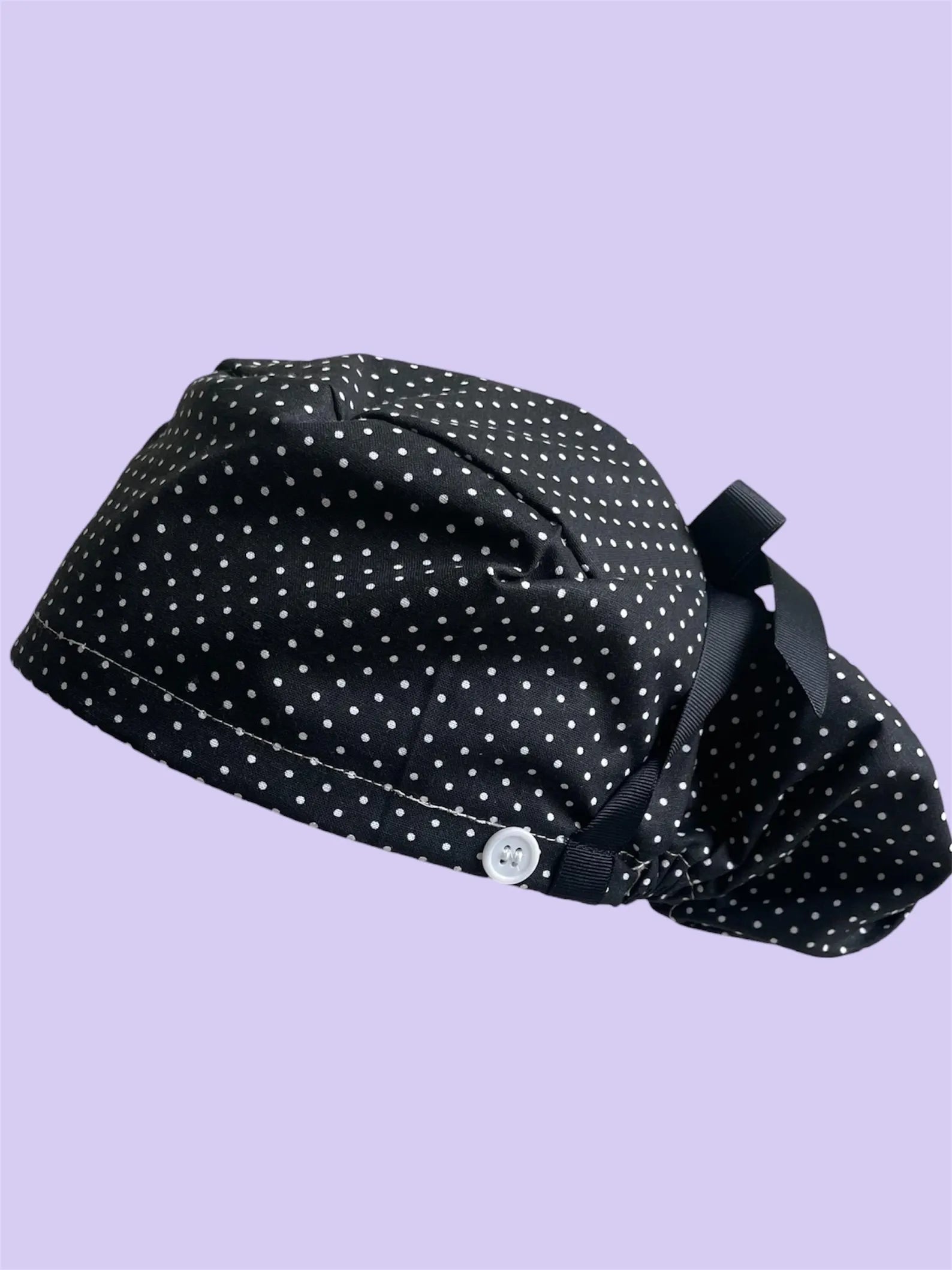 Polka Dot Black Cotton scrub Cap