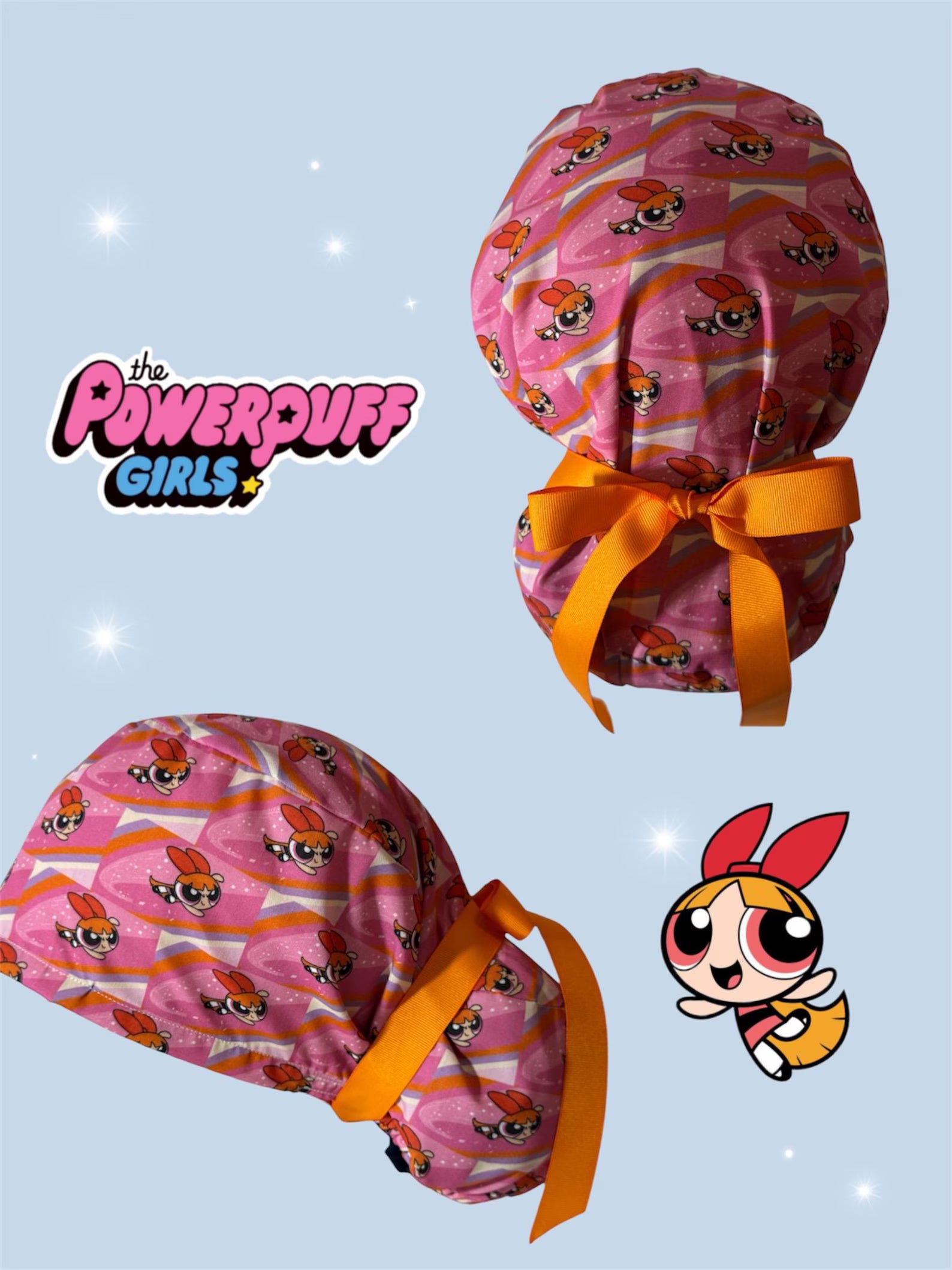 Cute Cartoon Power Trio Inspired Scrub Cap
