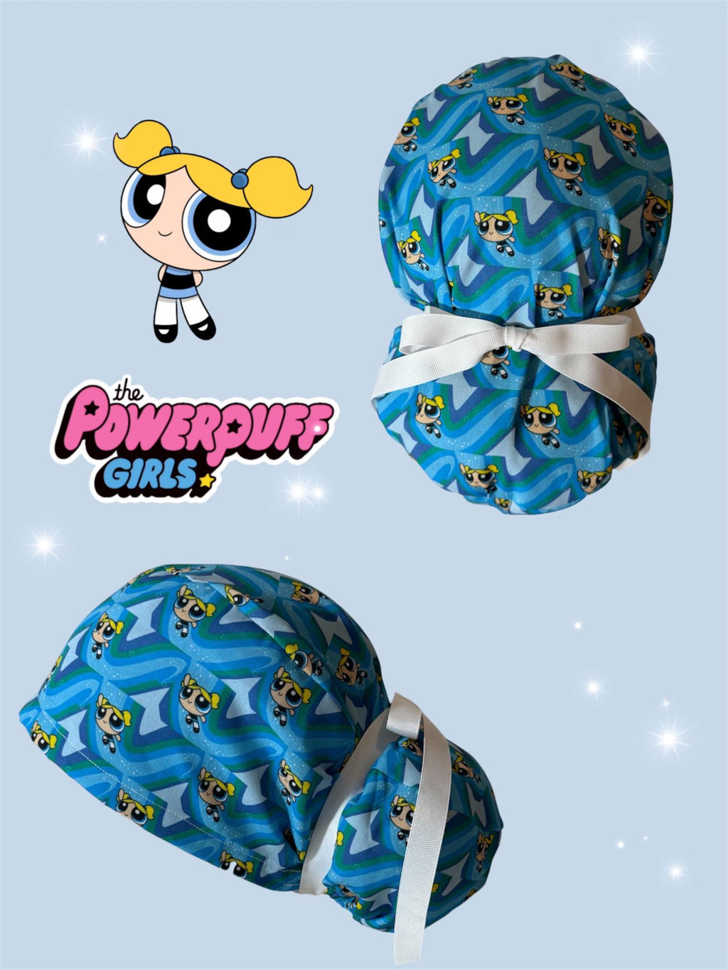Cute Cartoon Power Trio Inspired Scrub Cap
