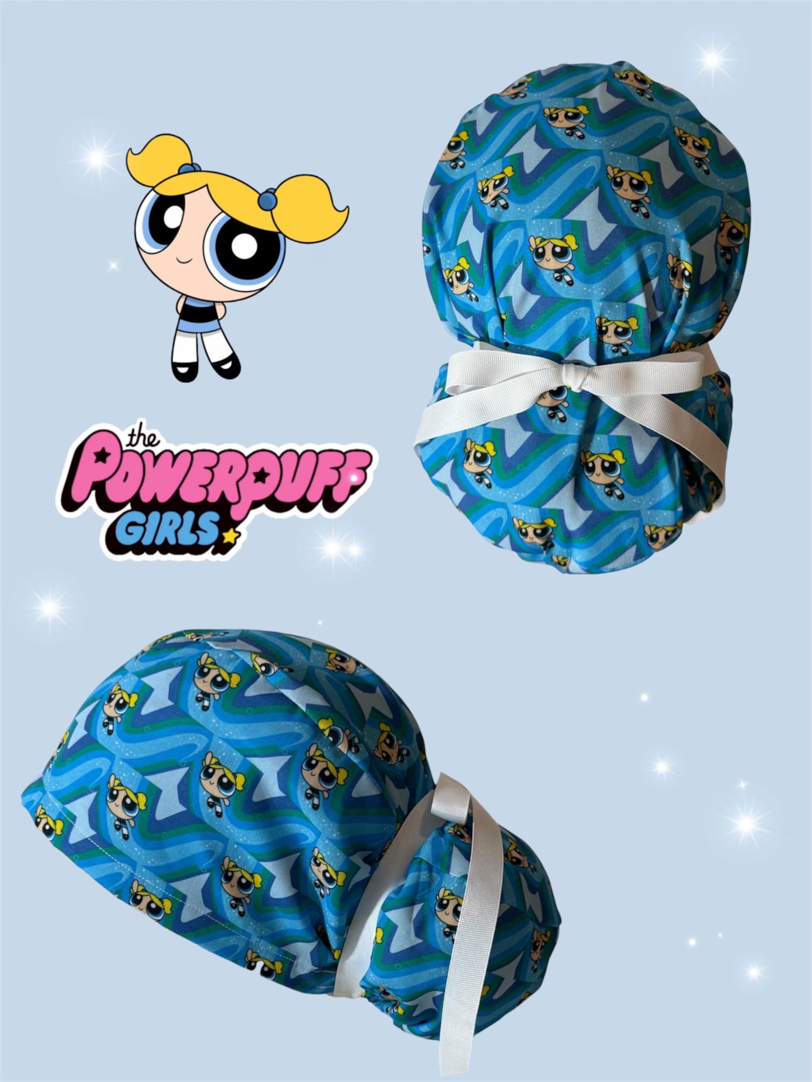 Cute Cartoon Power Trio Inspired Scrub Cap