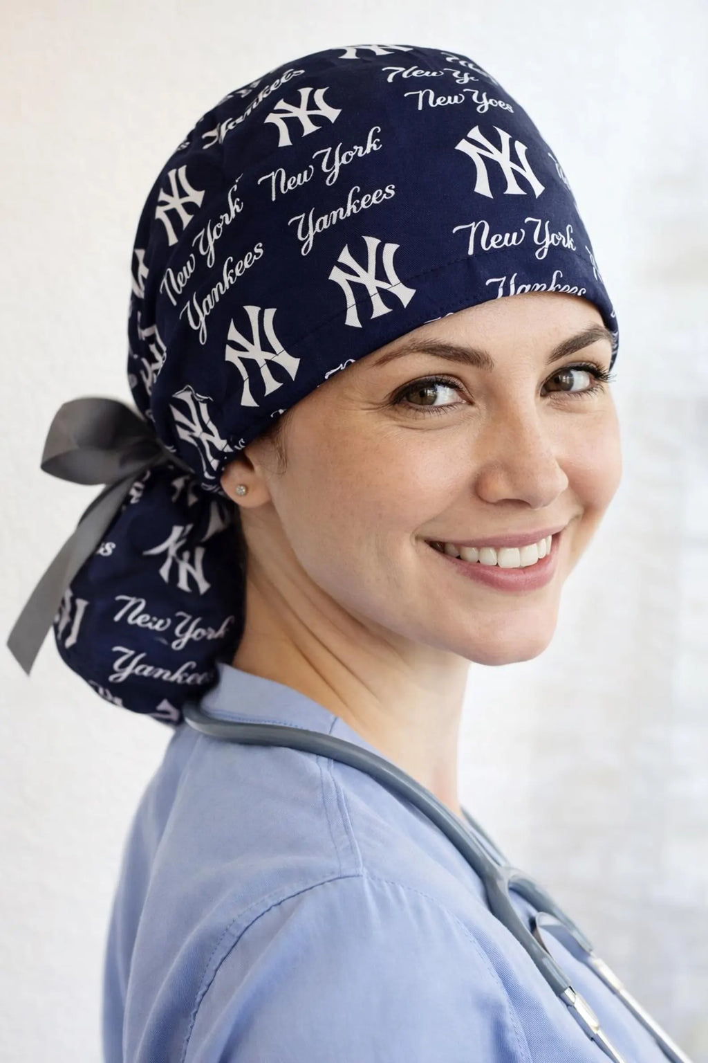 New York Style Navy Blue Baseball Inspired Scrub Cap