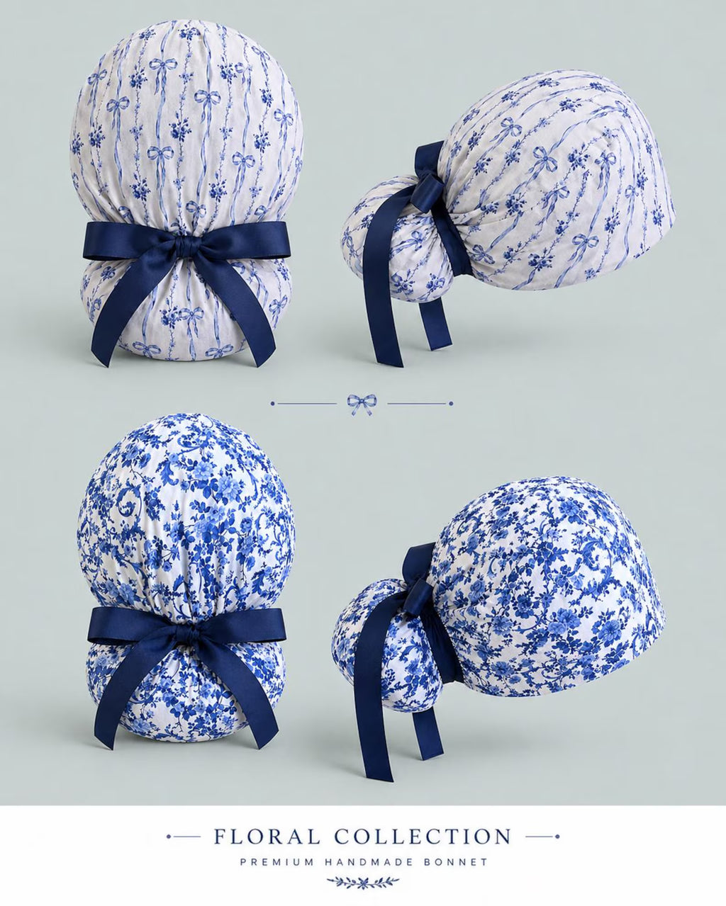 Blue Floral Scrub Cap