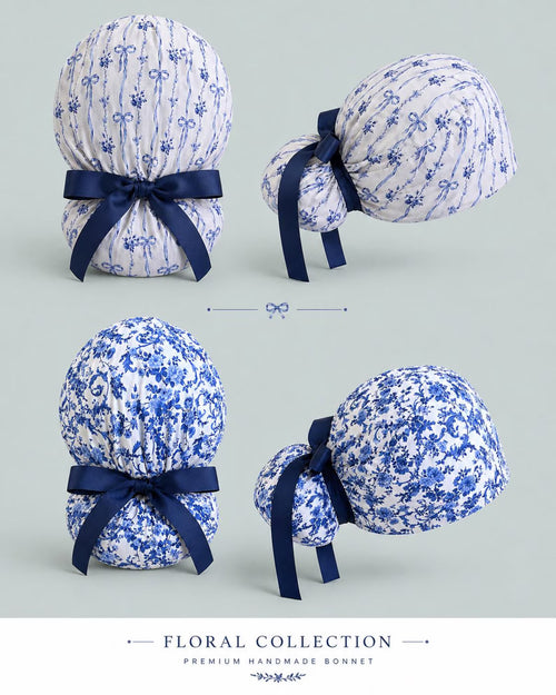 Gorro quirúrgico floral azul