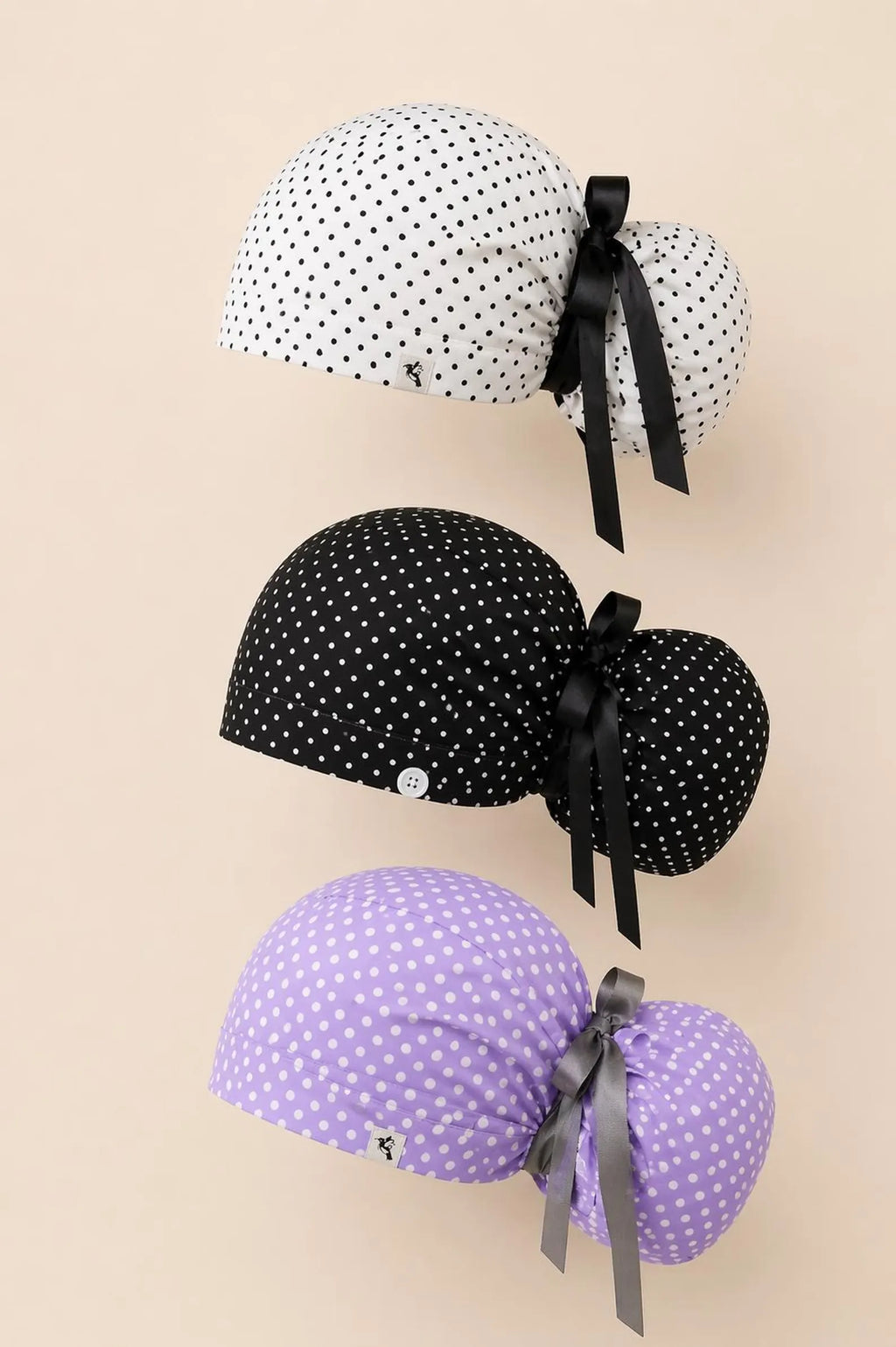 Polka Dot Black Cotton scrub Cap