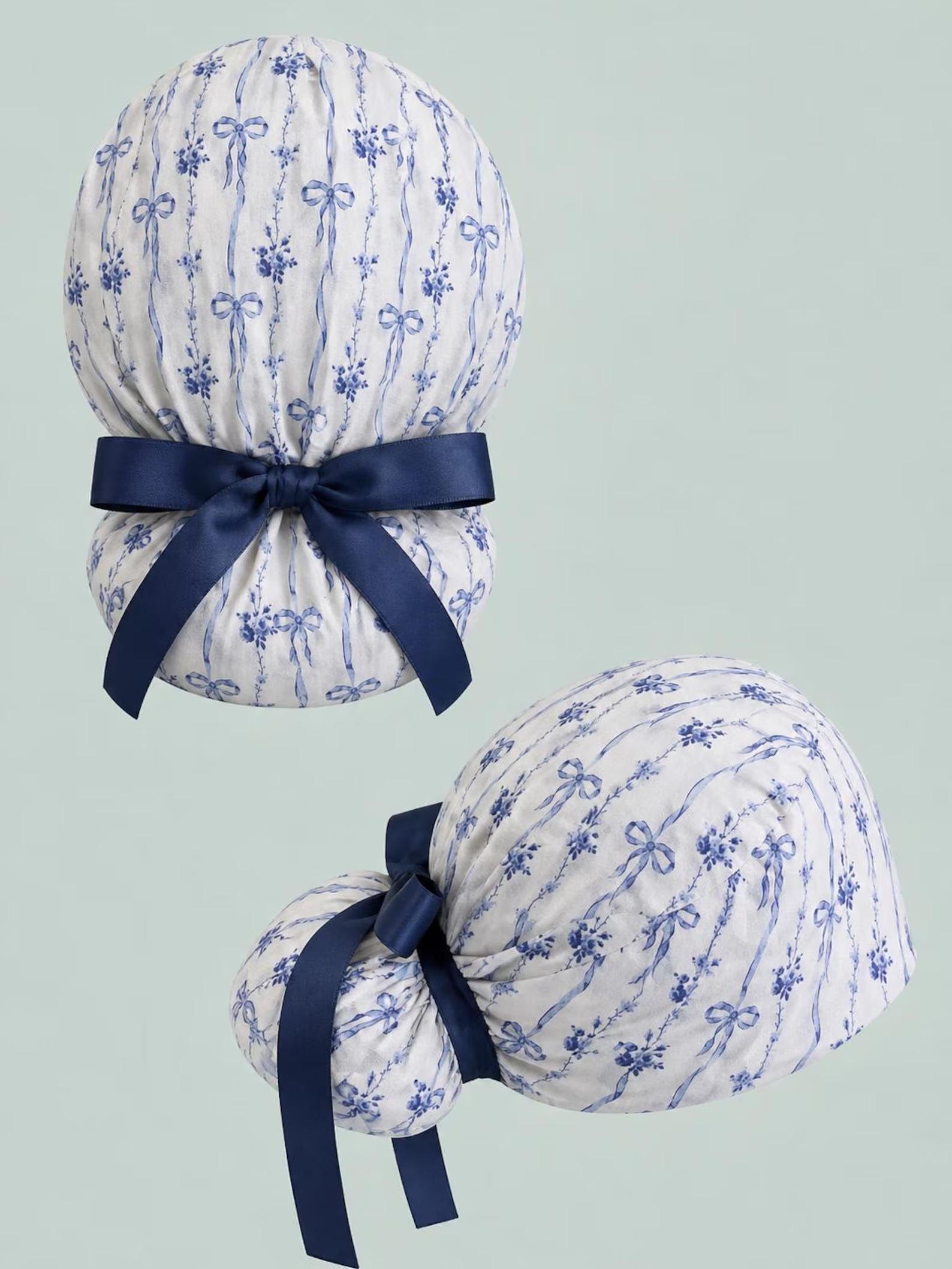 Blue Floral Scrub Cap