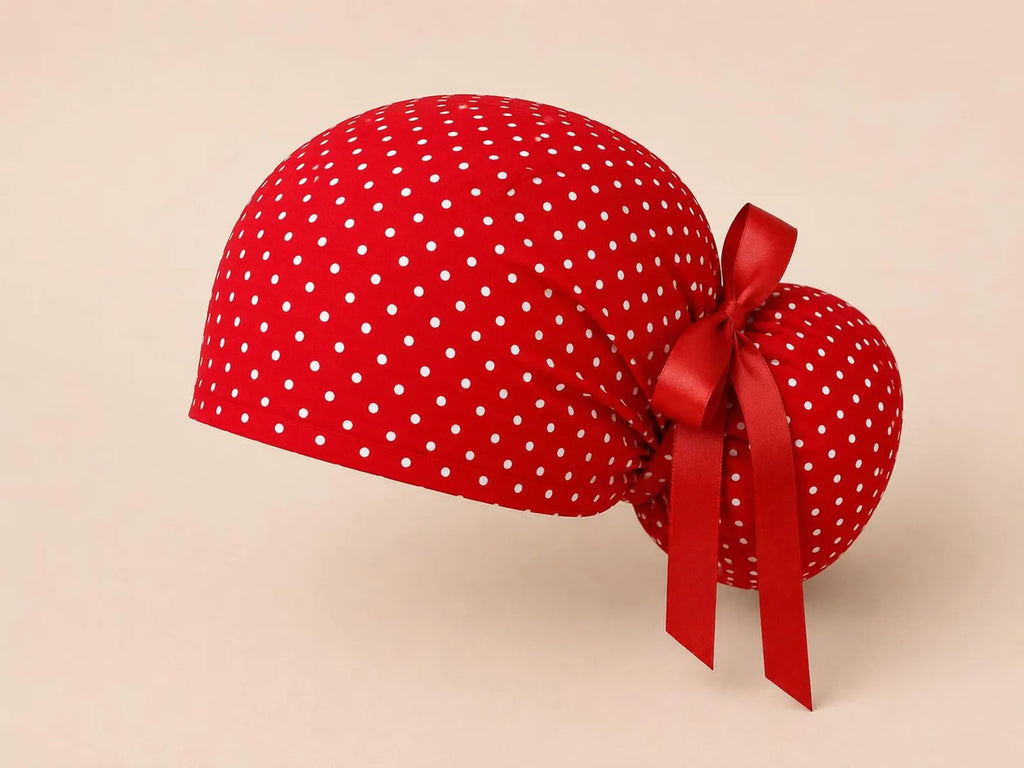Polka Dot Black Cotton scrub Cap