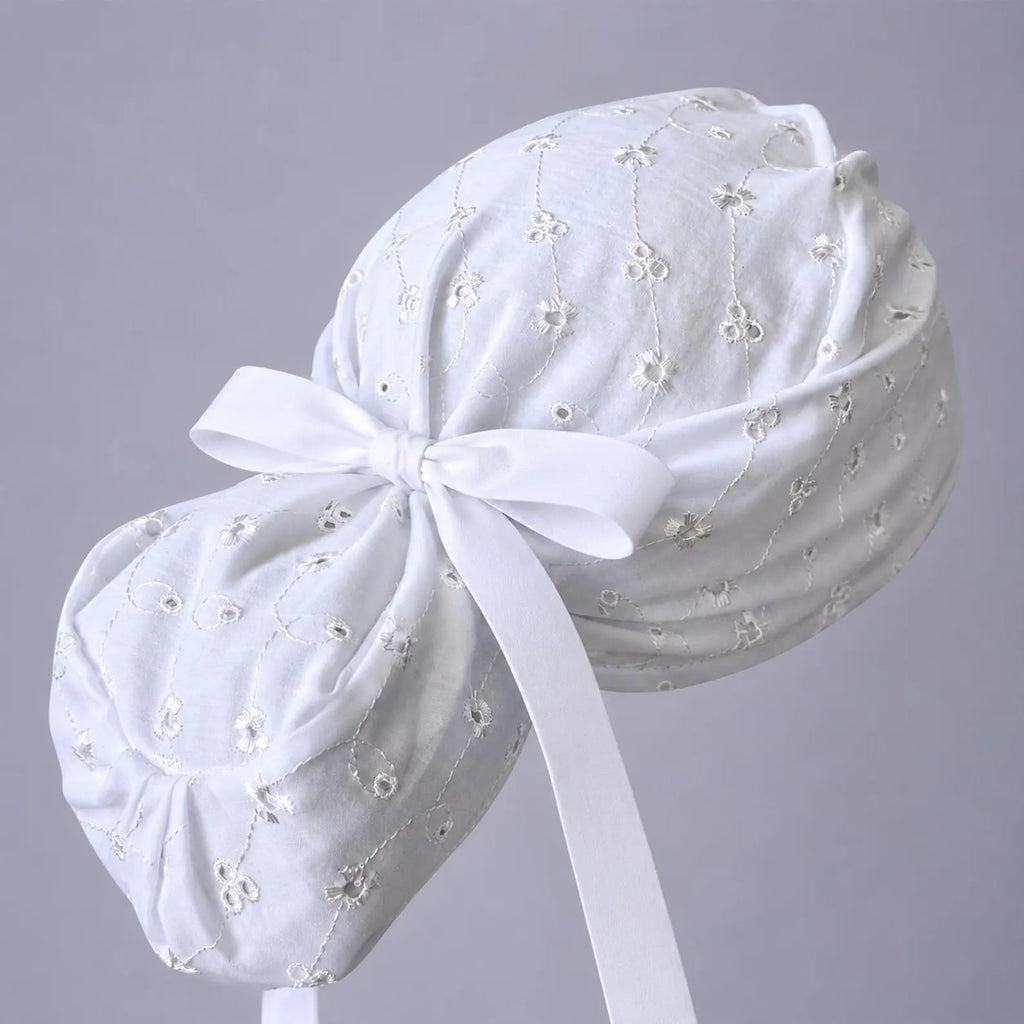 White Eyelet Scrub Cap