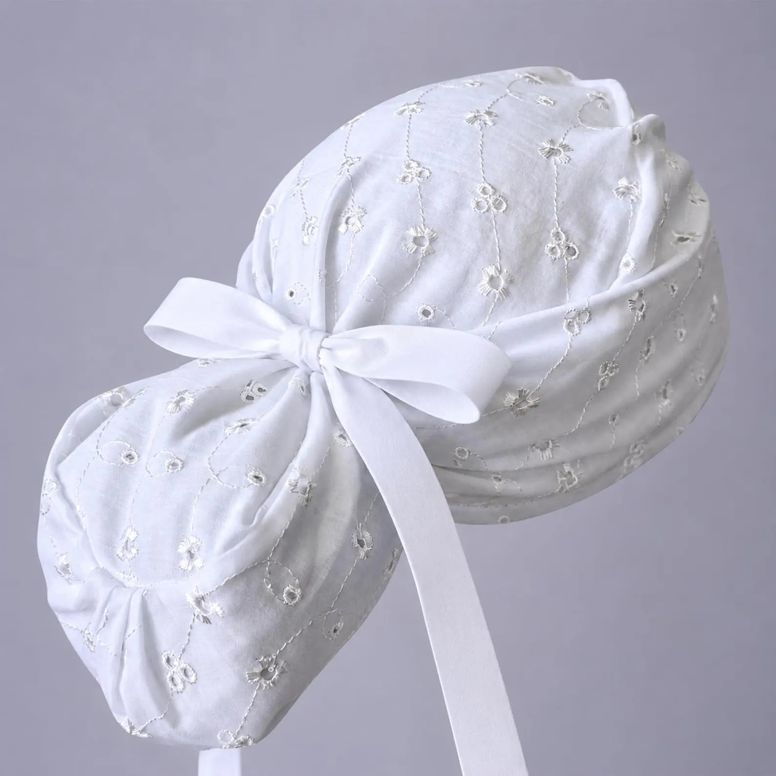 White Eyelet Scrub Cap