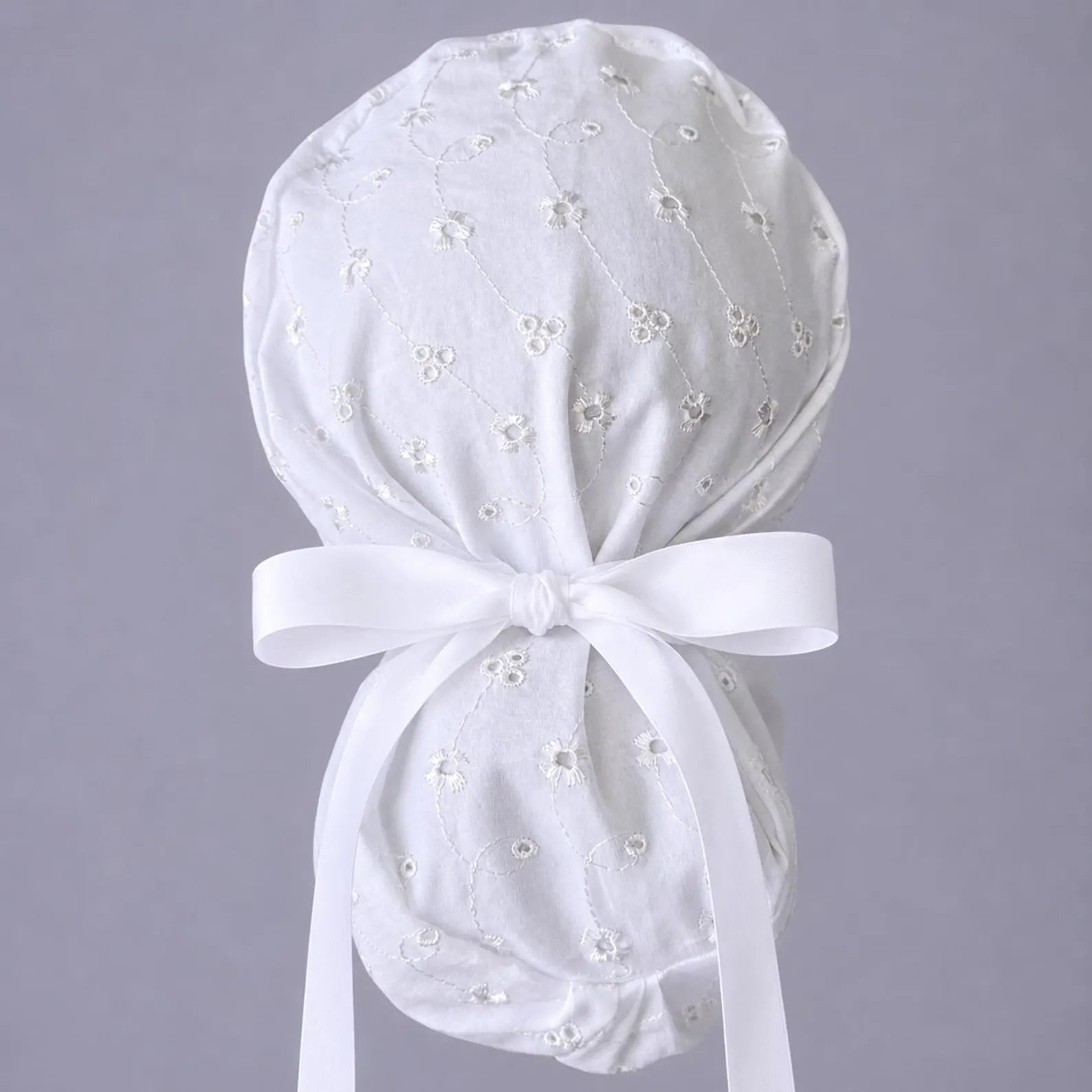 White Eyelet Scrub Cap