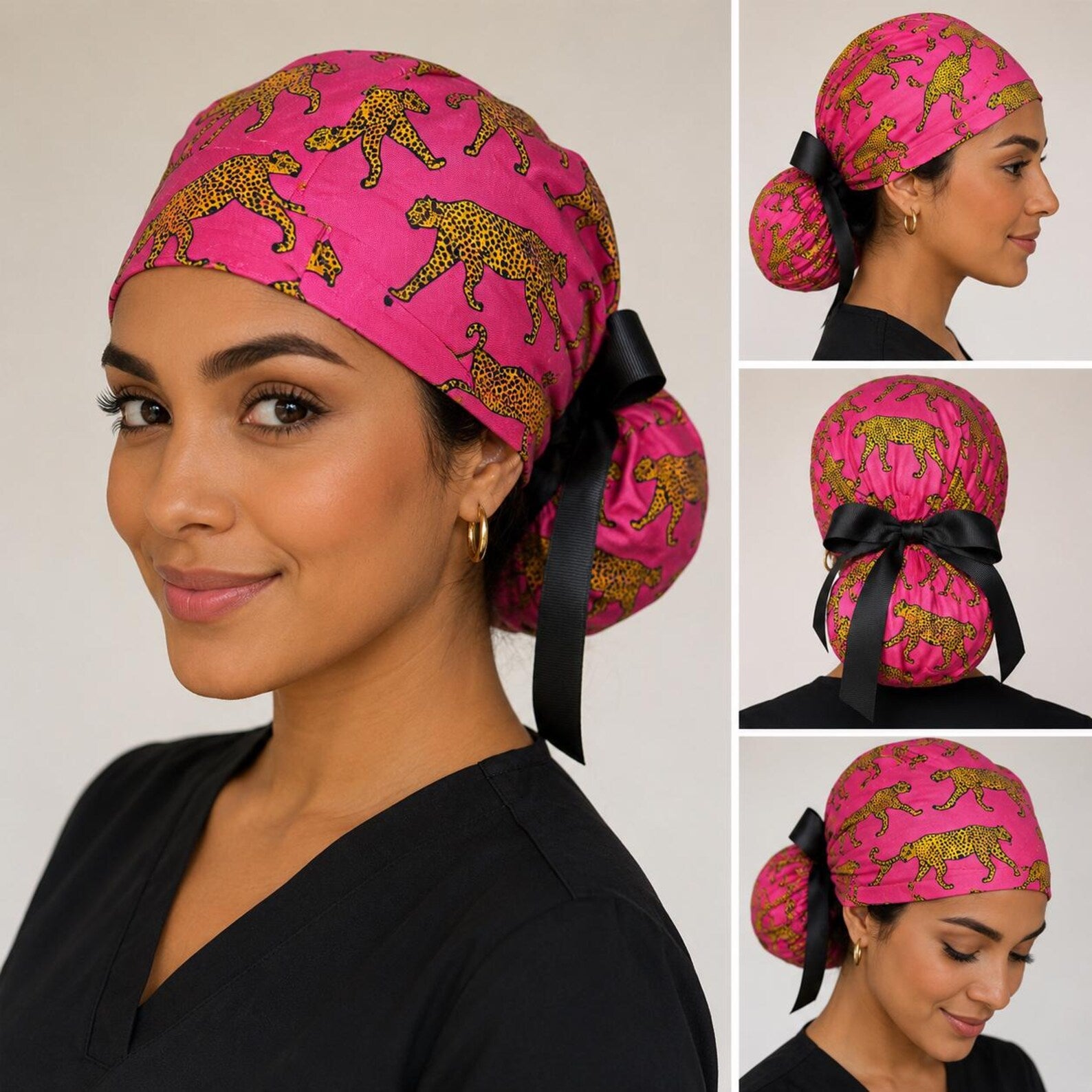 Pink Leopard Scrub Cap
