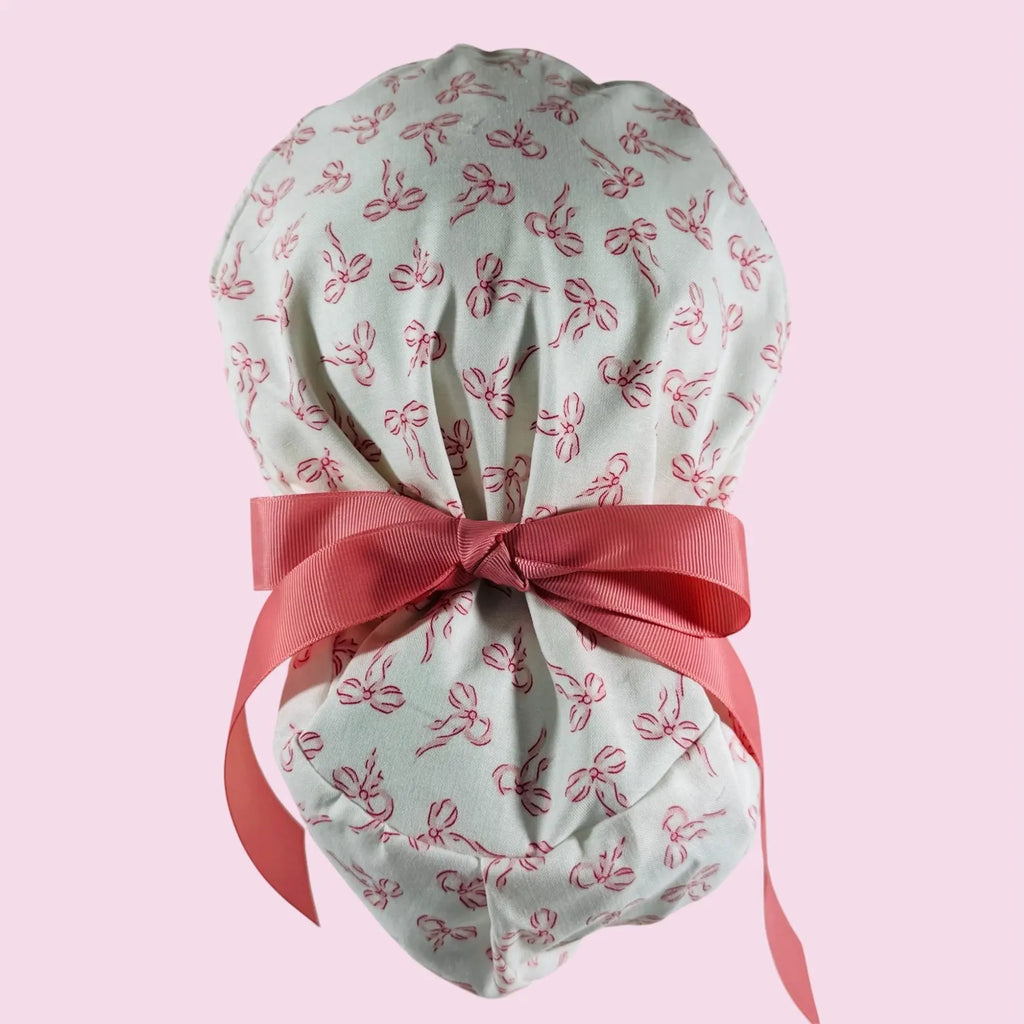 Light Pink Coquette Scrub Cap with Bows