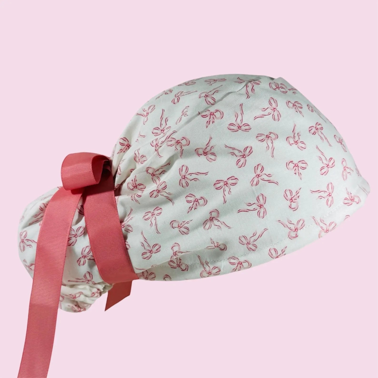 Light Pink Coquette Scrub Cap with Bows
