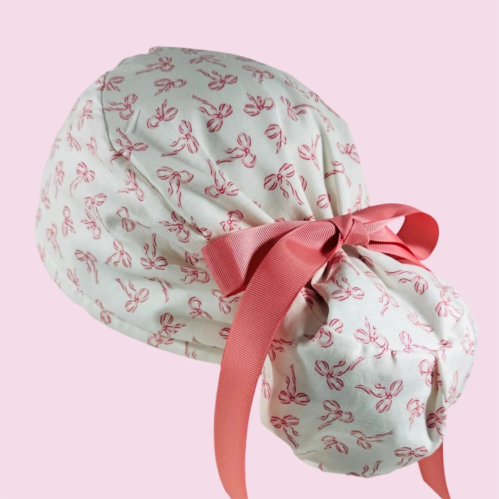 Light Pink Coquette Scrub Cap with Bows