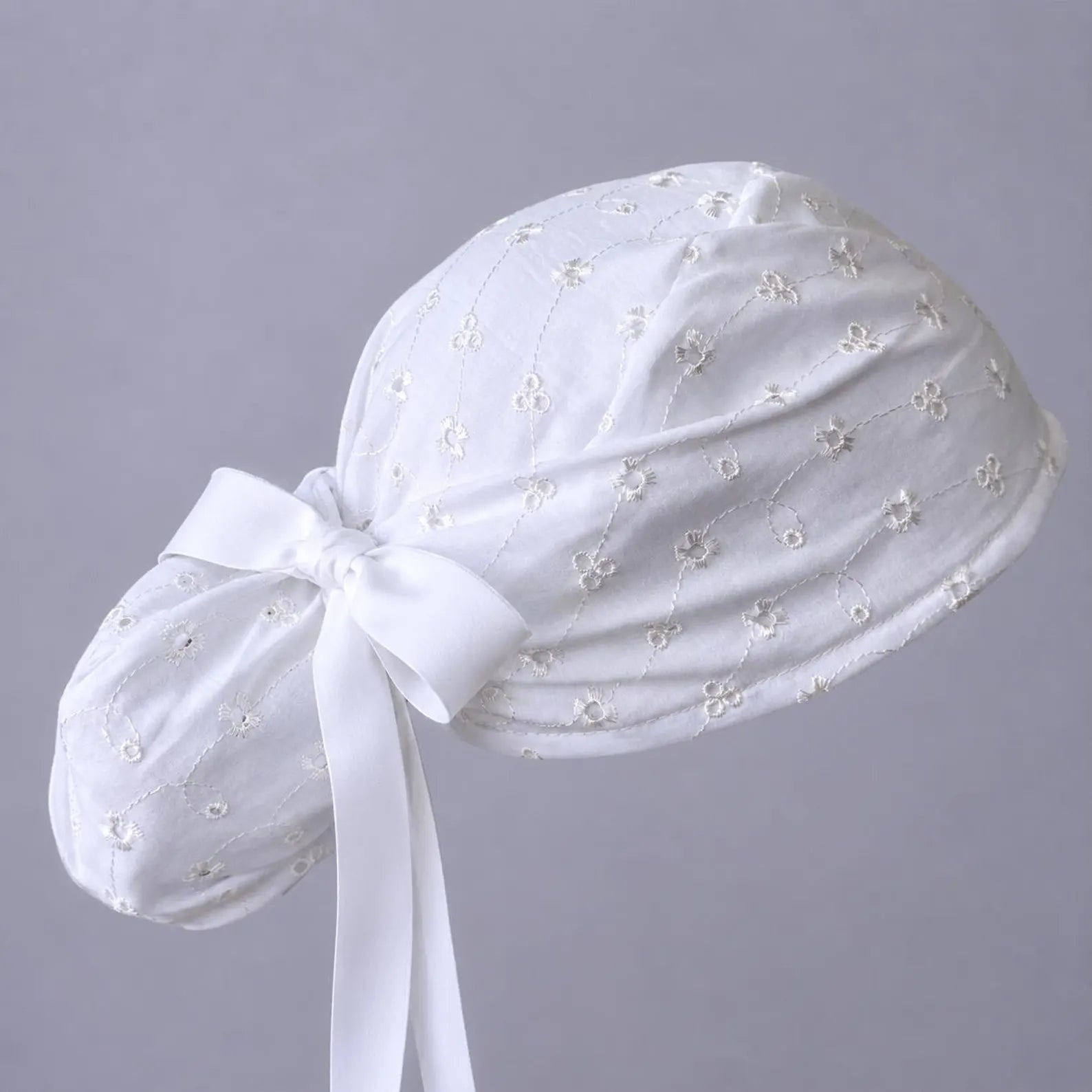 White Eyelet Scrub Cap