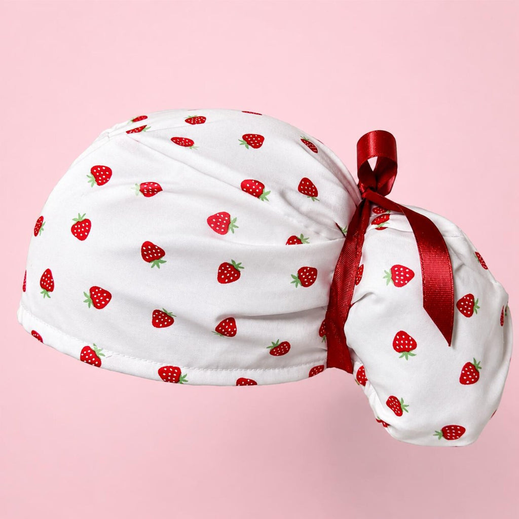 Gorro de tela para exfoliación con diseño de fresa