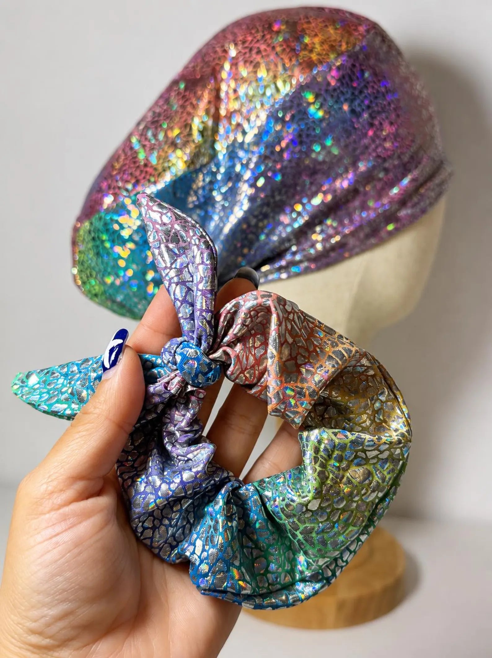 Stretch Euro Scrub Cap with Matching Scrunchie