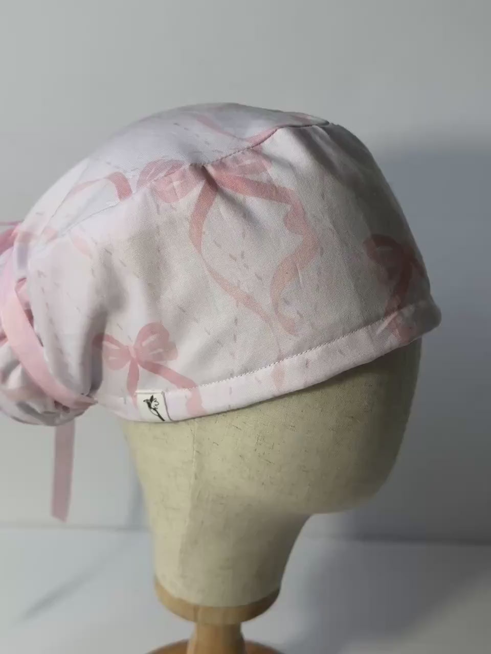 Light Pink Coquette Scrub Cap with Bows